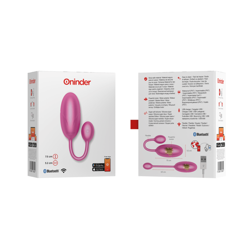 ONINDER - TOKYO HUEVO VIBRADOR ROSA 7.5 X 3.2 CM - APP GRATUITA - Sensuana.es