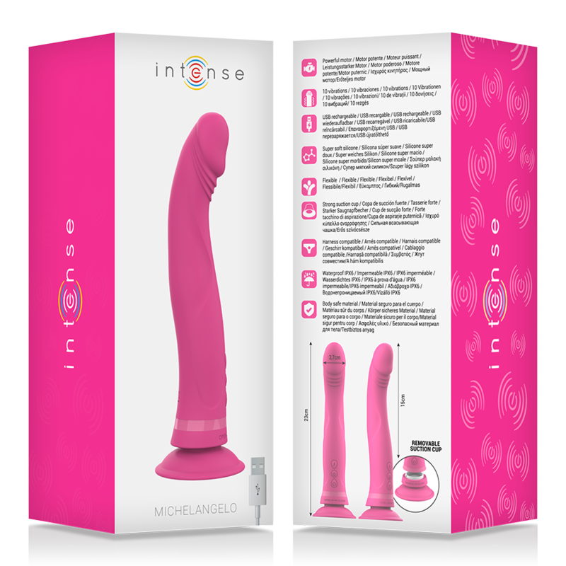 INTENSE - MICHELANGELO DILDO VIBRADOR SILICONA ROSA - Sensuana.es