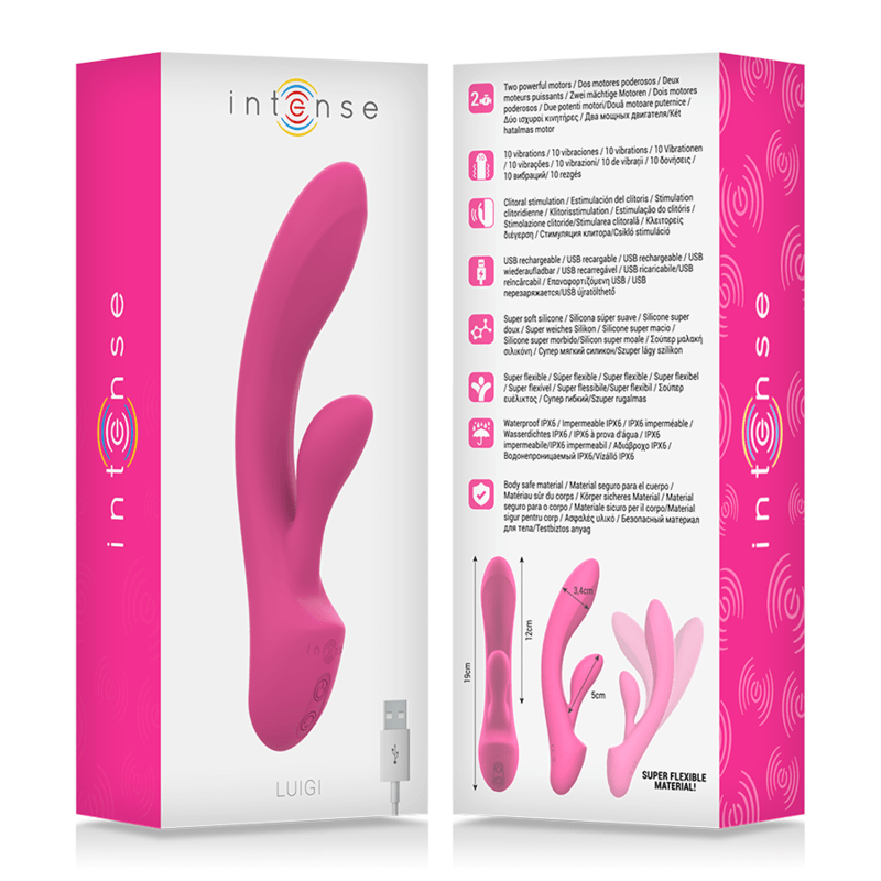 INTENSE - LUIGI VIBRADOR RABBIT SILICONA LIQUIDA ROSA - Sensuana.es