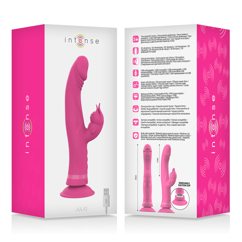 INTENSE - JULIO VIBRADOR RABBIT SILICONA ROSA - Sensuana.es