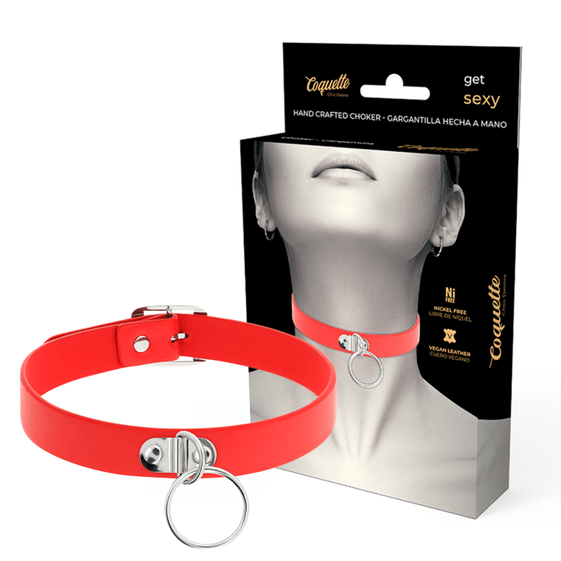 COQUETTE - CHIC DESIRE RED VEGAN LEATHER NECKLACE WOMAN FETISH ACCESSORY