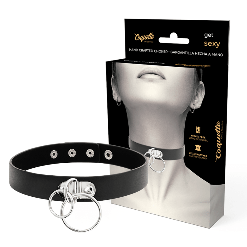 COQUETTE - CHIC DESIRE DOUBLE RING VEGAN LEATHER CHOKER