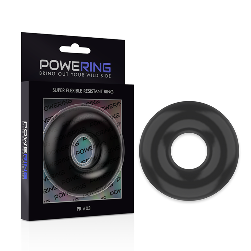 POWERING - SUPER FLEXIBLE Y RESISTENTE ANILLO PENE 5CM PR03 NEGRO - Sensuana.es