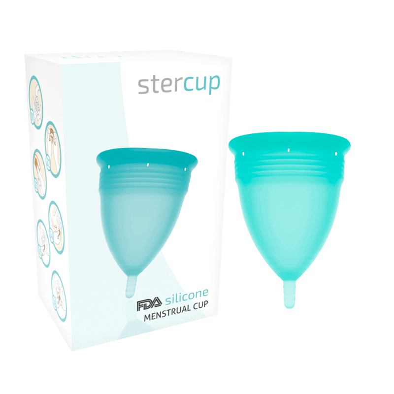 STERCUP - COPA MENSTRUAL FDA SILICONA TALLA S AQUAMARINA - Sensuana.es