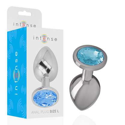 INTENSE - PLUG ANAL METAL ALUMINIO CON CRISTAL AZUL TALLA L - Sensuana.es