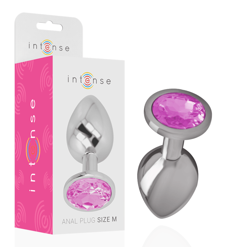 INTENSE - PLUG ANAL METAL ALUMINIO CON CRISTAL ROSA TALLA M - Sensuana.es