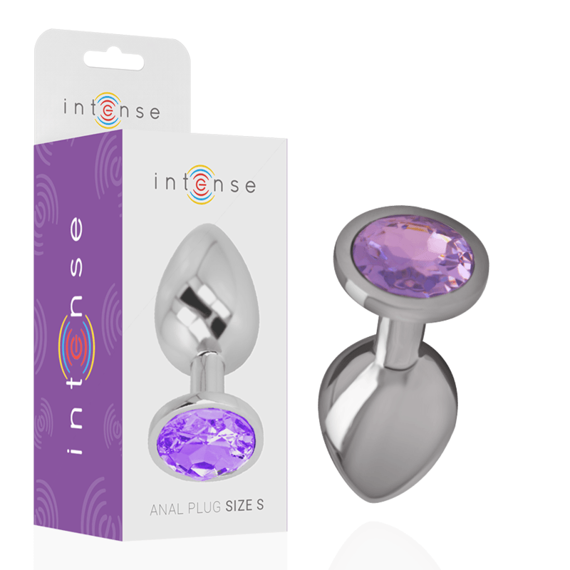 INTENSE - ALUMINUM METAL ANAL PLUG WITH VIOLET CRYSTAL SIZE L