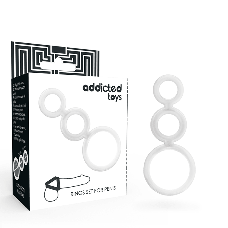 ADDICTED TOYS - SET ANILLOS PENE Y TESTICULOS CLEAR - Sensuana.es