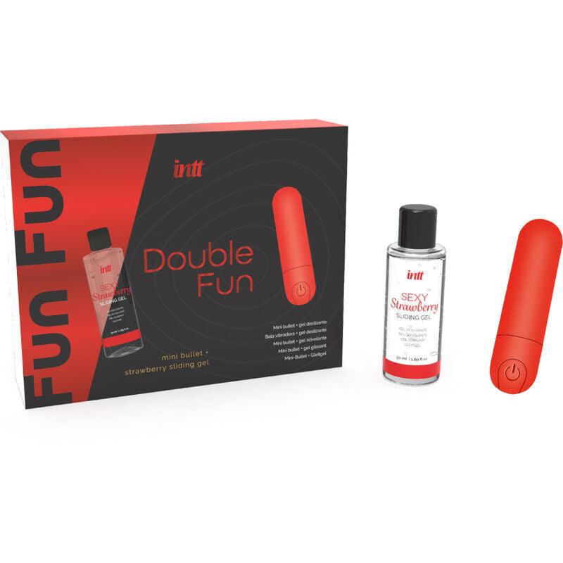 INTT RELEASES - DOUBLE FUN KIT CON BALA VIBRADORA Y GEL DE MASAJE FRESA - Sensuana.es