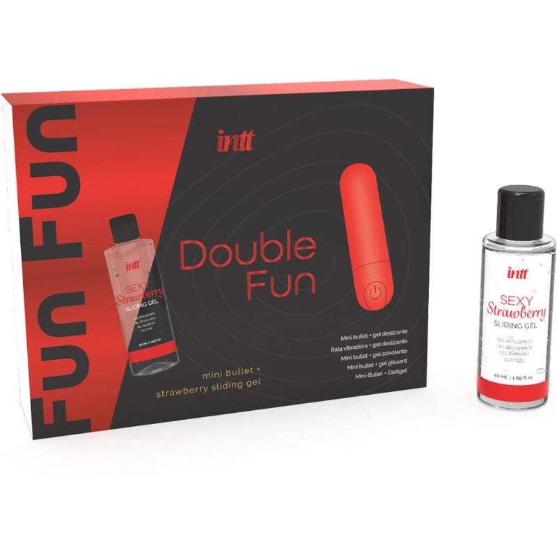 INTT RELEASES - DOUBLE FUN KIT CON BALA VIBRADORA Y GEL DE MASAJE FRESA - Sensuana.es