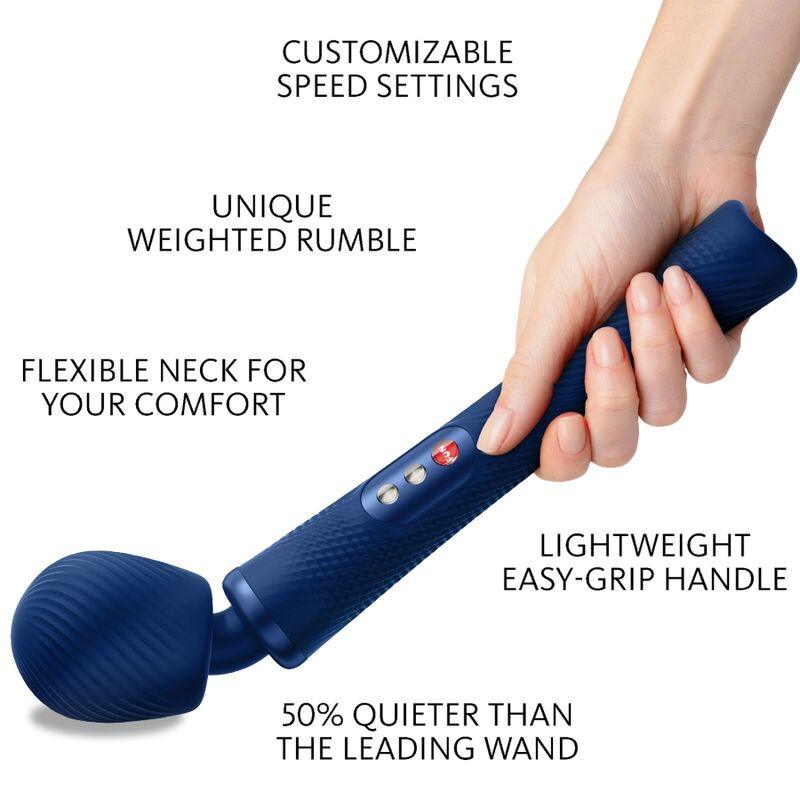 FUN FACTORY - VIM WAND RUMBLE VIBRADOR RECARGABLE SILICONA AZUL MEDIANOCHE - Sensuana.es