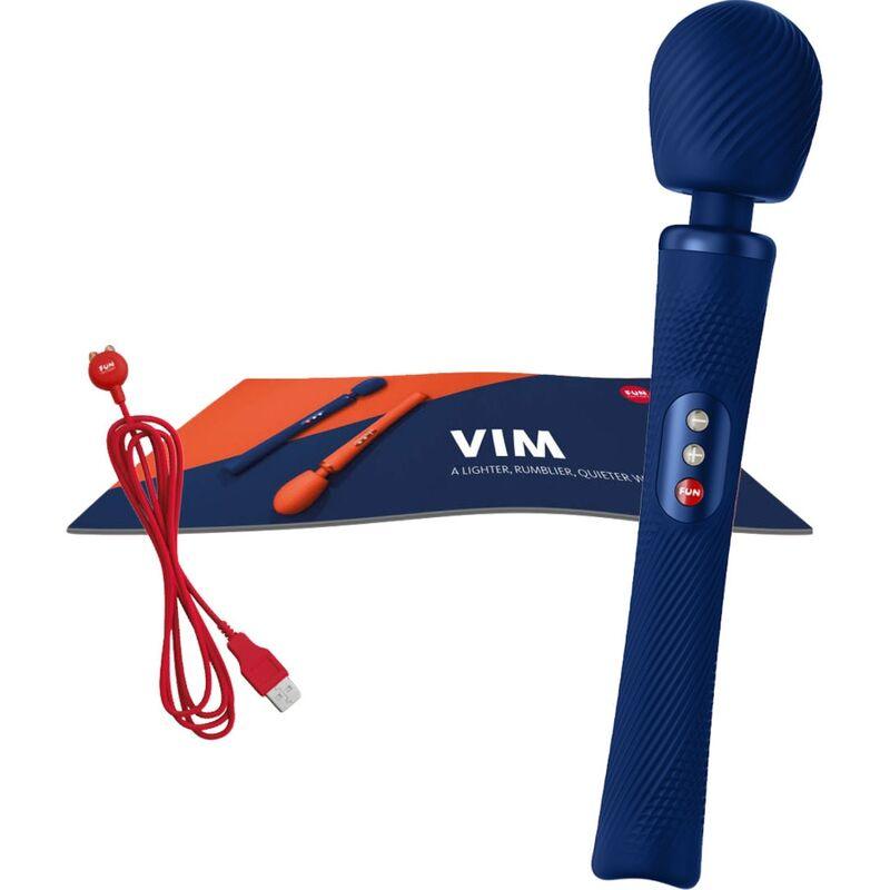 FUN FACTORY - VIM WAND RUMBLE VIBRADOR RECARGABLE SILICONA AZUL MEDIANOCHE - Sensuana.es