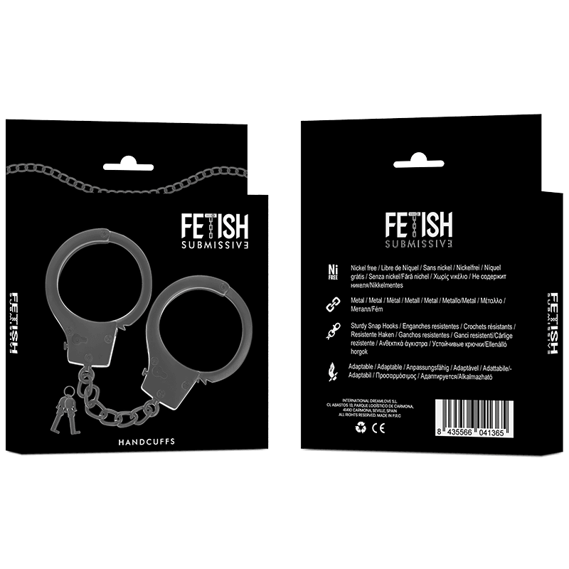 FETISH SUBMISSIVE - ESPOSAS DE METAL PARA MANOS NEGRAS CON LLAVE CALAVERA - Sensuana.es