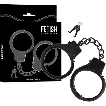 FETISH SUBMISSIVE - ESPOSAS DE METAL PARA MANOS NEGRAS CON LLAVE CALAVERA - Sensuana.es