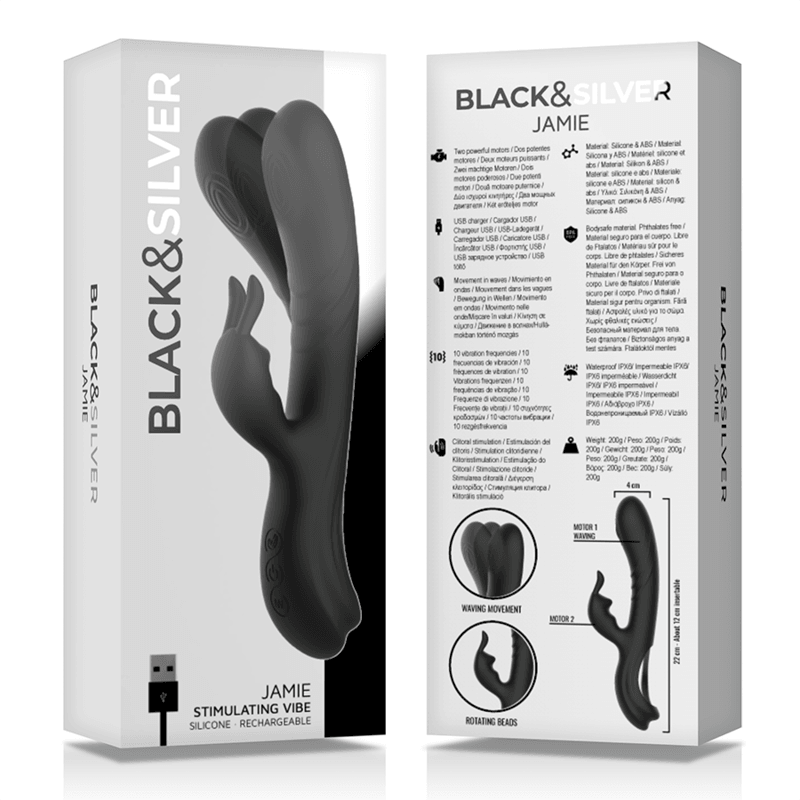 BLACK&SILVER - JAMIE VIBRADOR RABBIT EFECTO WAVE - Sensuana.es