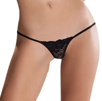 PASSION - MICRO TANGA NEGRO TALLA UNICA CON ENCAJE - Sensuana.es