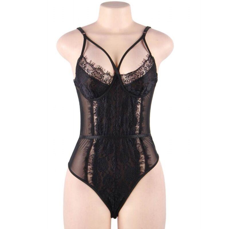 QUEEN LINGERIE - TEDDY ENCAJE NEGRO S/M - Sensuana.es