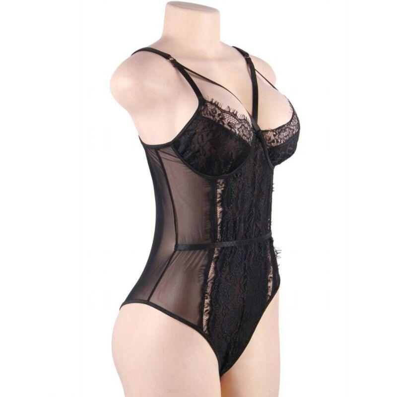 QUEEN LINGERIE - TEDDY ENCAJE NEGRO S/M - Sensuana.es