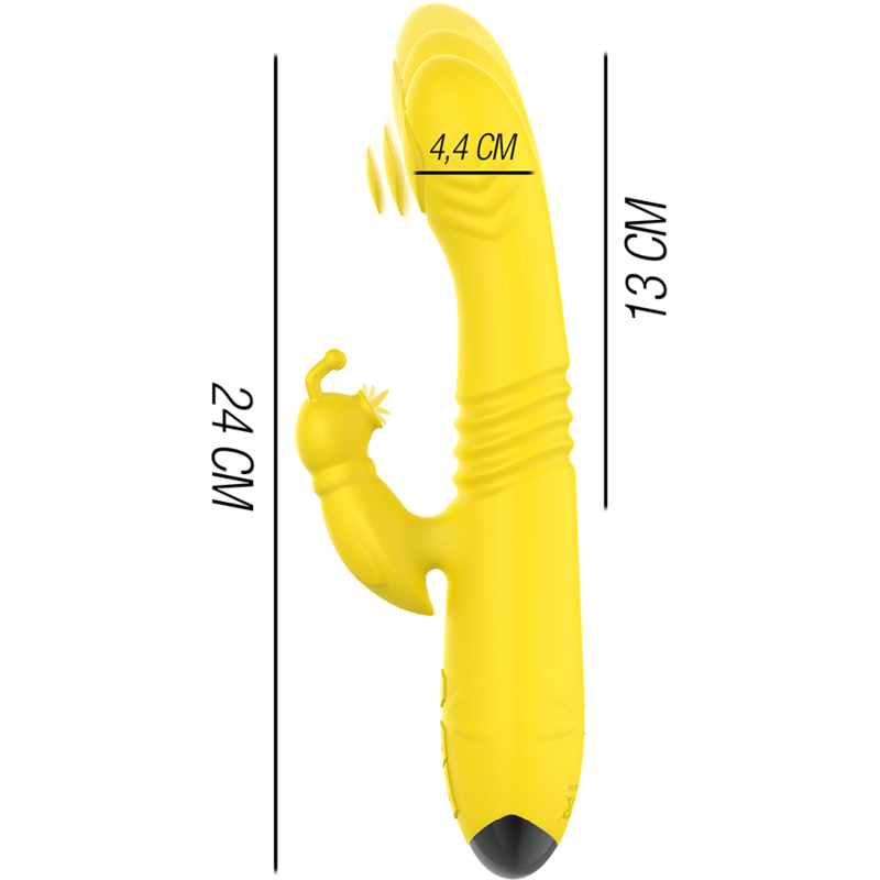 INTENSE - TOKY VIBRADOR MULTIFUNCIÓN RECARGABLE UP & DOWN CON ESTIMULADOR DE CLITORIS AMARILLO - Sensuana.es