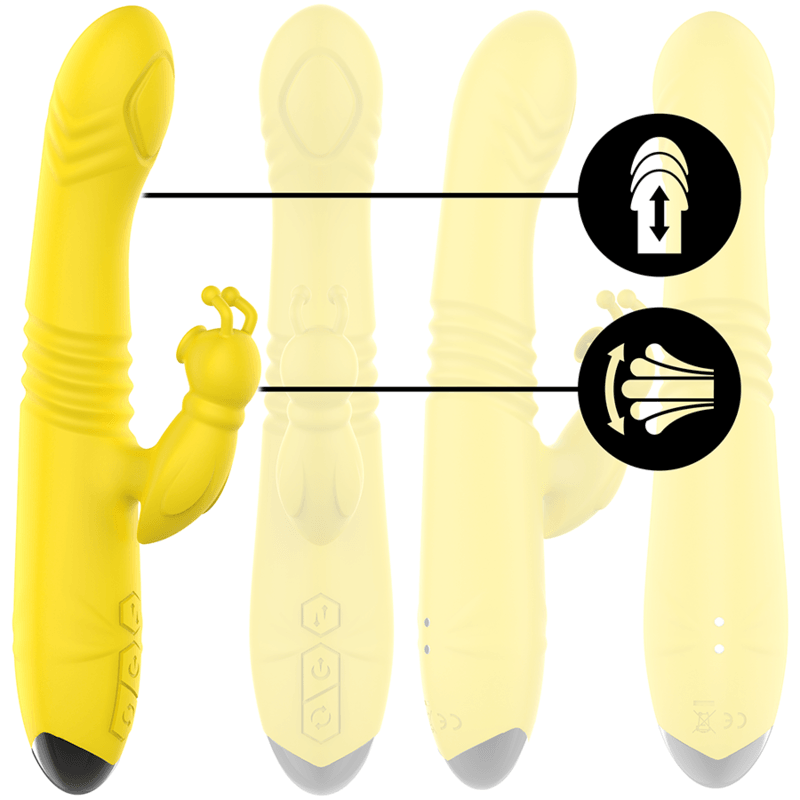 INTENSE - TOKY VIBRADOR MULTIFUNCIÓN RECARGABLE UP & DOWN CON ESTIMULADOR DE CLITORIS AMARILLO - Sensuana.es