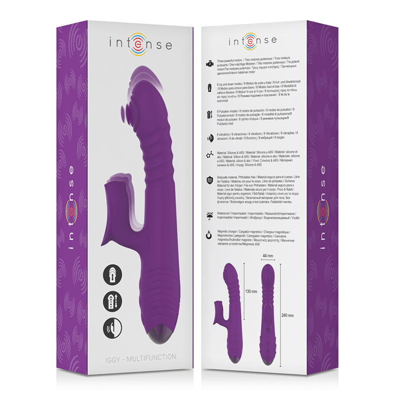 INTENSE - IGGY VIBRADOR MULTIFUNCIÓN RECARGABLE UP & DOWN CON ESTIMULADOR DE CLITORIS MORADO - Sensuana.es