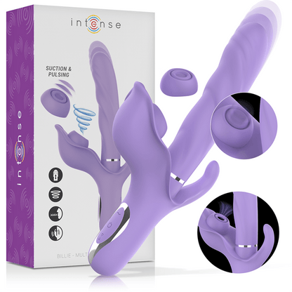 INTENSE - BILLIE VIBRADOR MULTIFUNCIÓN RECARGABLE SUCCIONADOR CON PULSADOR MORADO - Sensuana.es