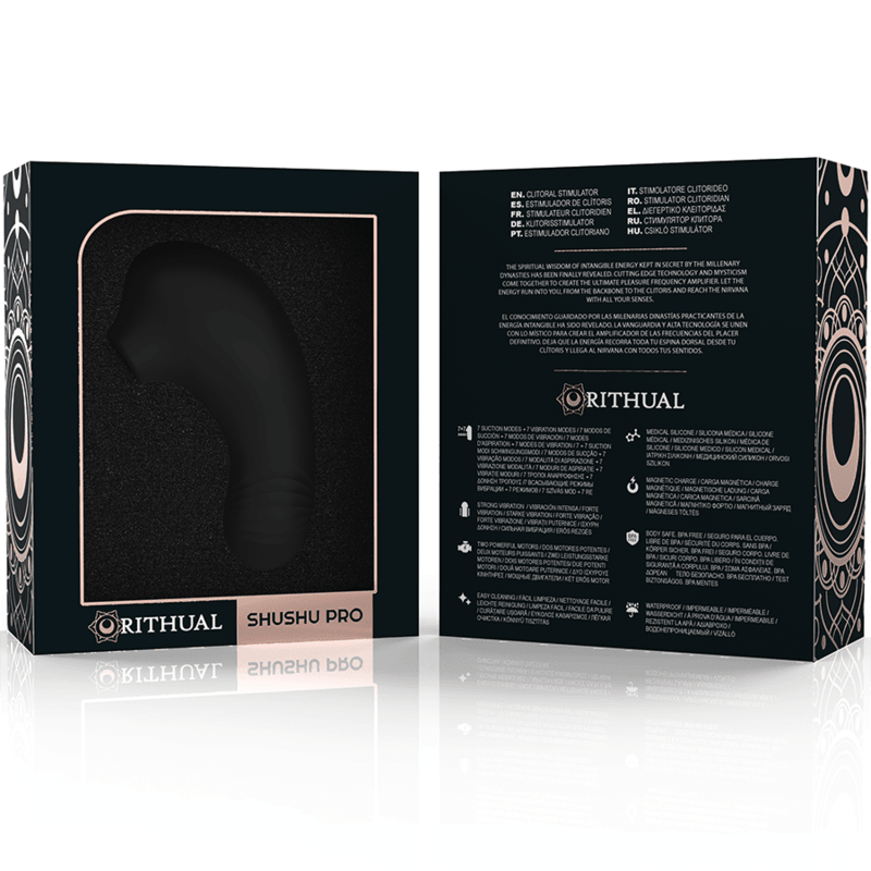 RITHUAL - SHUSHU PRO POCKET ESTIMULADOR CLITORIS 2 POTENTES MOTORES AZABACHE - Sensuana.es