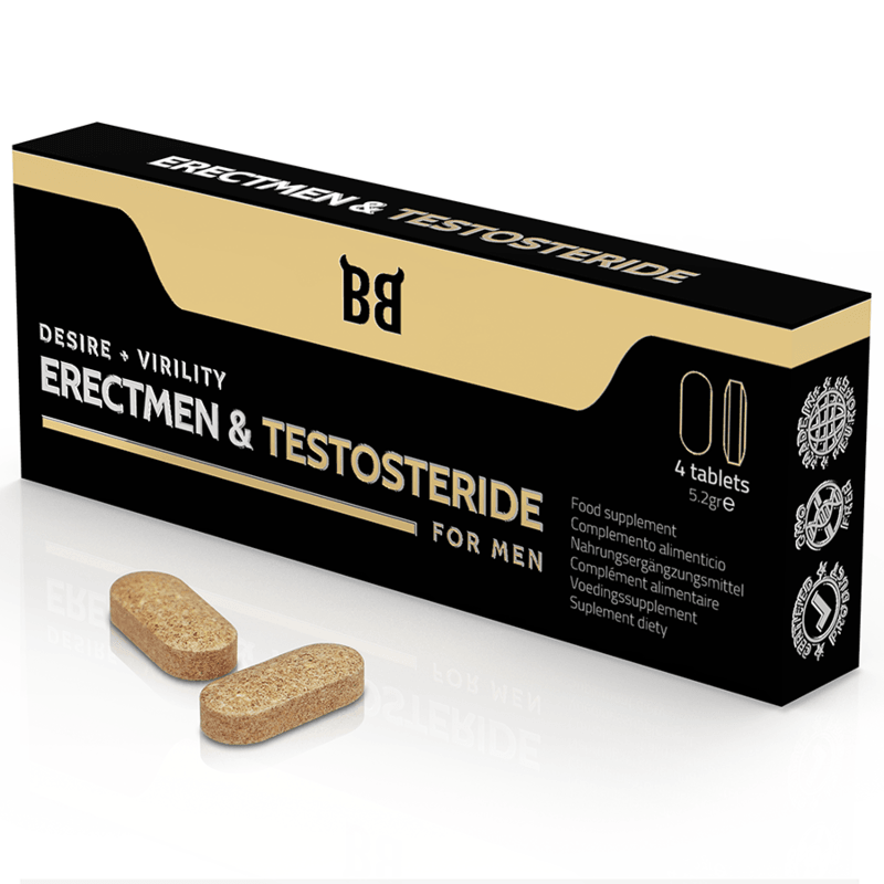 BLACK BULL - ERECTMEN & TESTOSTERIDE POTENCIA Y TESTOSTERONA PARA HOMBRE 4 CÁPSULAS - Sensuana.es