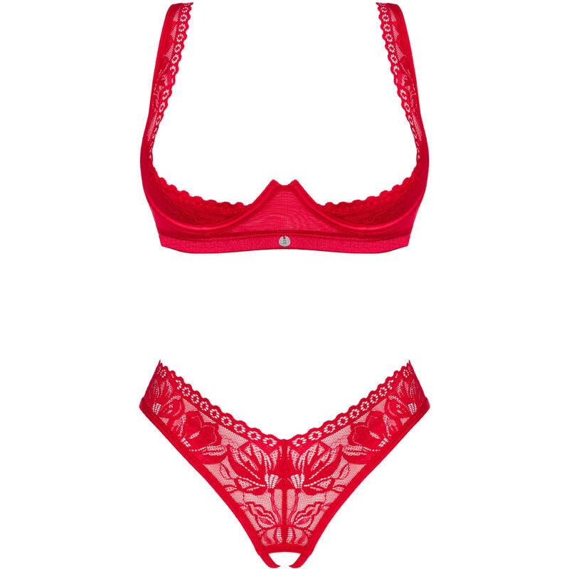 OBSESSIVE - LACELOVE SET DOS PIEZAS CUPLESS ROJO XS/S - Sensuana.es