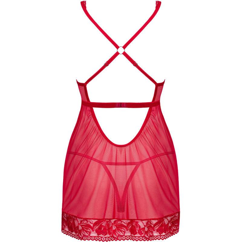 OBSESSIVE - LACELOVE BABYDOLL & TANGA ROJO XS/S - Sensuana.es