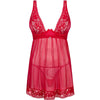 OBSESSIVE - LACELOVE BABYDOLL & TANGA ROJO XS/S - Sensuana.es