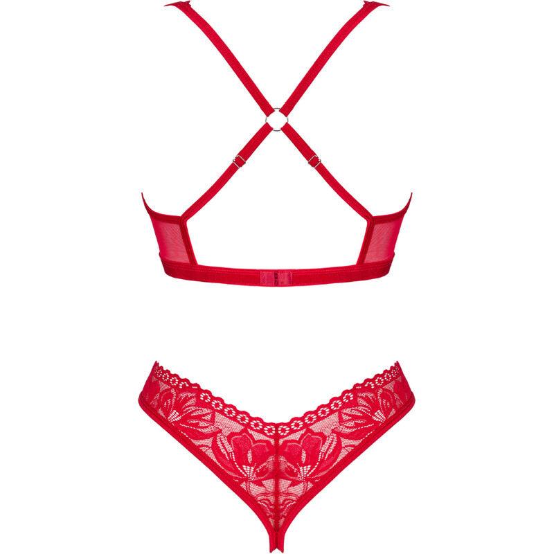 OBSESSIVE - LACELOVE SET DOS PIEZAS CUPLESS ROJO XS/S - Sensuana.es