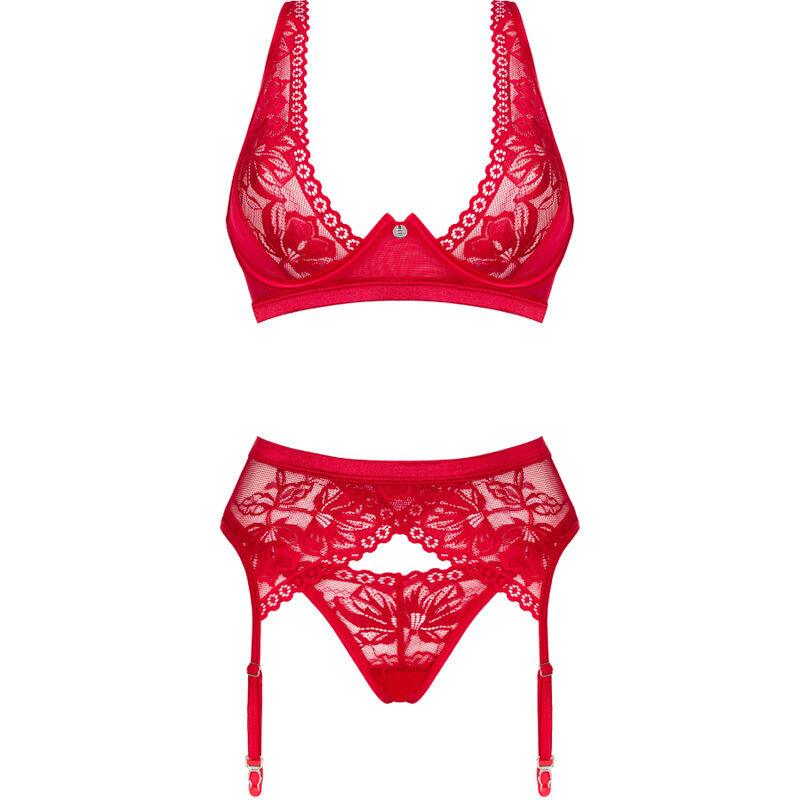 OBSESSIVE - LACELOVE SET TRES PIEZAS ROJO XS/S - Sensuana.es