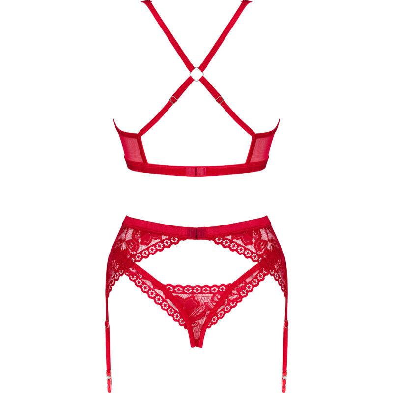 OBSESSIVE - LACELOVE SET TRES PIEZAS ROJO XS/S - Sensuana.es