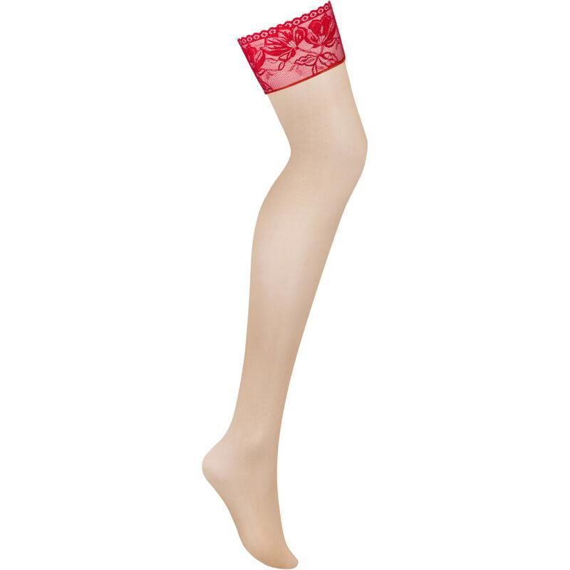 OBSESSIVE - LACELOVE MEDIAS DE ENCAJE ROJO XS/S - Sensuana.es