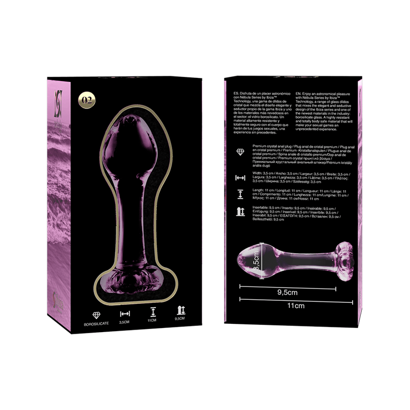 NEBULA SERIES BY IBIZA - MODELO 2 PLUG CRISTAL BOROSILICATO TRANSPARENTE 11 CM -O- 3.5 CM - Sensuana.es