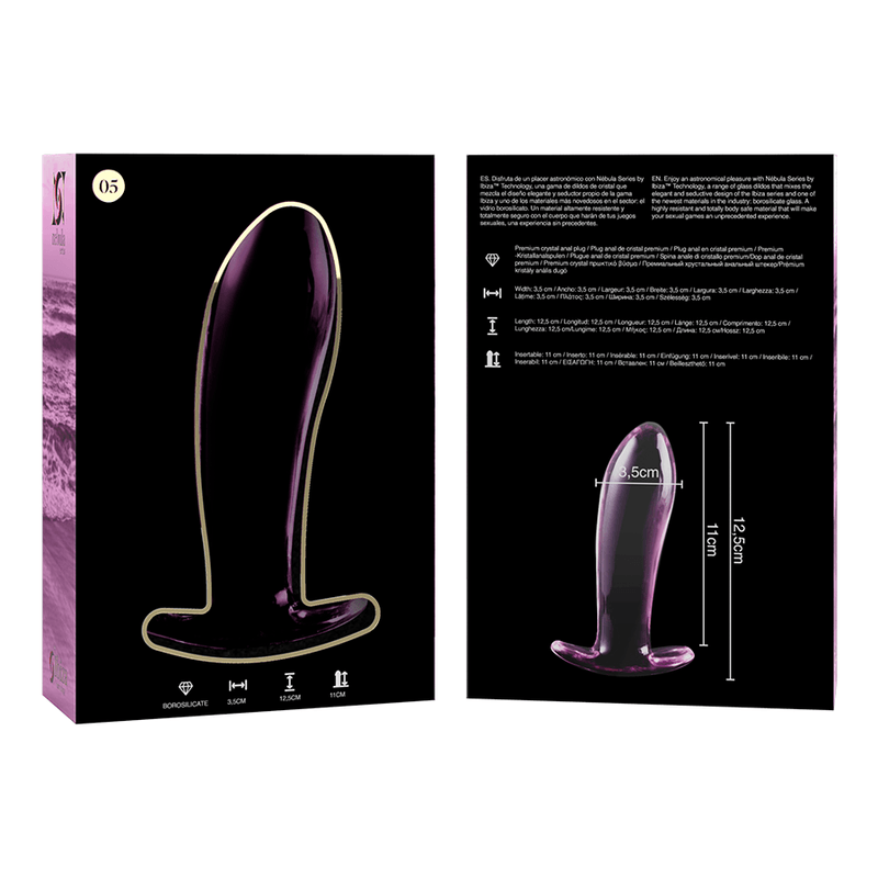 NEBULA SERIES BY IBIZA - MODELO 5 PLUG CRISTAL BOROSILICATO TRANSPARENTE 12.5 CM -O- 3.5 CM - Sensuana.es