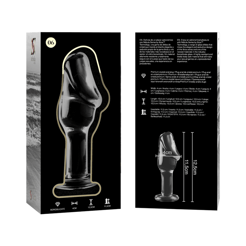 NEBULA SERIES BY IBIZA - MODELO 6 PLUG CRISTAL BOROSILICATO TRANSPARENTE 12.5 CM -O- 4 CM - Sensuana.es