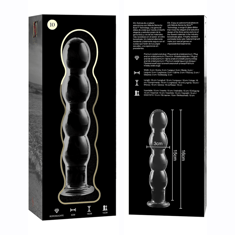 NEBULA SERIES BY IBIZA - MODELO 10 DILDO CRISTAL BOROSILICATO TRANSPARENTE 16.5 CM -O- 3.5 CM - Sensuana.es