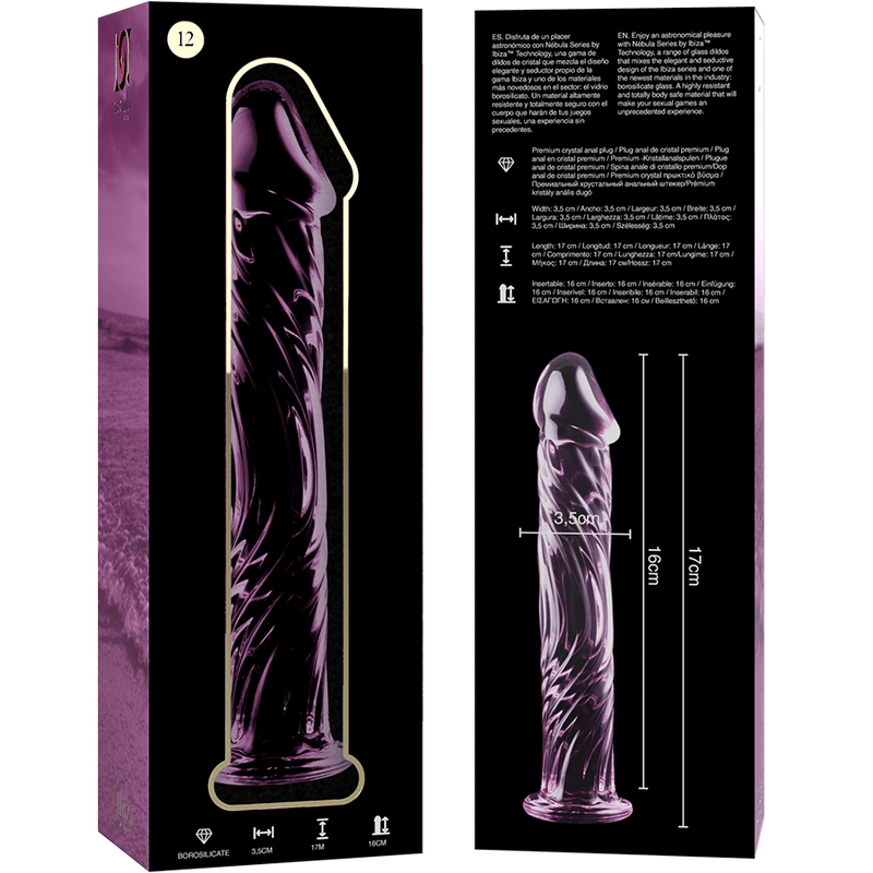 NEBULA SERIES BY IBIZA - MODELO 12 DILDO CRISTAL BOROSILICATO TRANSPARENTE 17 CM -O- 3.5 CM - Sensuana.es