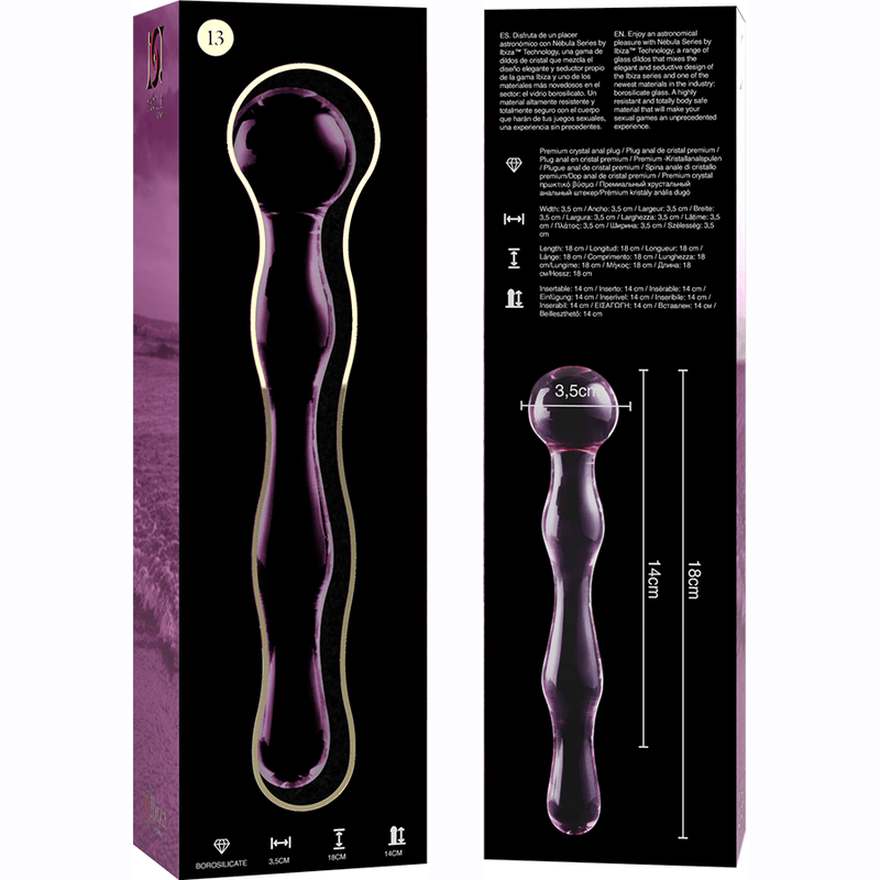 NEBULA SERIES BY IBIZA - MODELO 13 DILDO CRISTAL BOROSILICATO TRANSPARENTE 18 CM -O- 3.5 CM - Sensuana.es