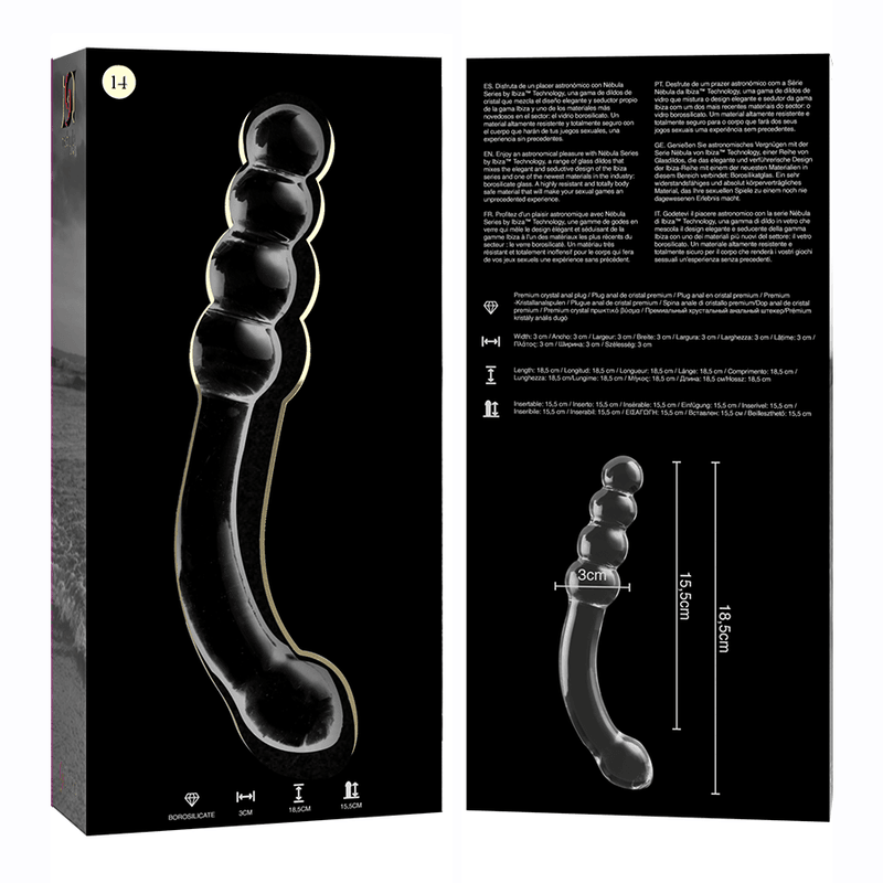 NEBULA SERIES BY IBIZA - MODELO 14 DILDO CRISTAL BOROSILICATO TRANSPARENTE 18.5 CM -O- 3 CM - Sensuana.es