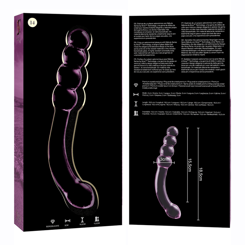 NEBULA SERIES BY IBIZA - MODELO 14 DILDO CRISTAL BOROSILICATO TRANSPARENTE 18.5 CM -O- 3 CM - Sensuana.es