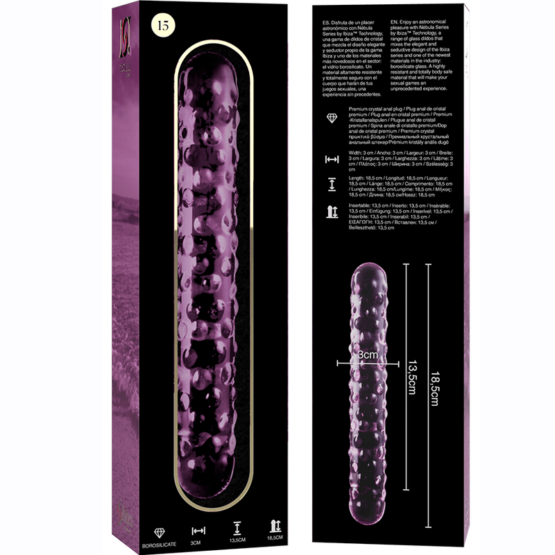 NEBULA SERIES BY IBIZA - MODELO 15 DILDO CRISTAL BOROSILICATO TRANSPARENTE 18.5 CM -O- 3 CM - Sensuana.es