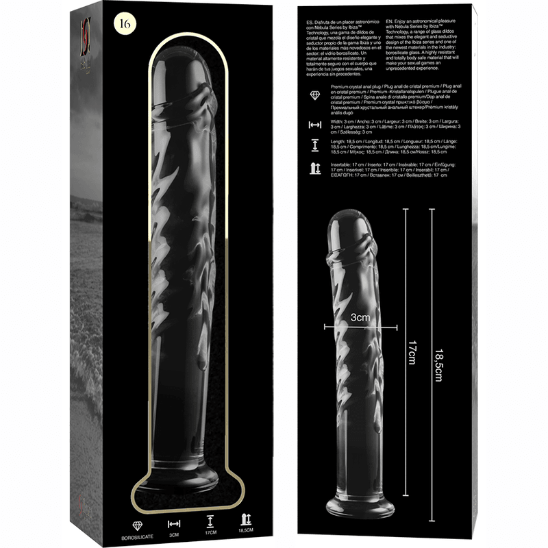 NEBULA SERIES BY IBIZA - MODELO 16 DILDO CRISTAL BOROSILICATO TRANSPARENTE 18.5 CM -O- 3 CM - Sensuana.es