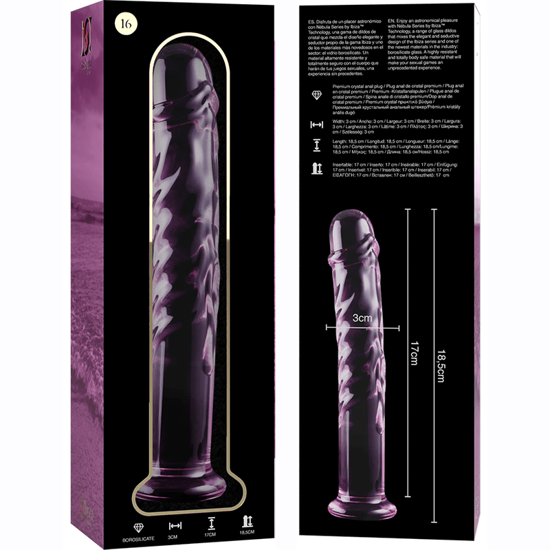 NEBULA SERIES BY IBIZA - MODELO 16 DILDO CRISTAL BOROSILICATO TRANSPARENTE 18.5 CM -O- 3 CM - Sensuana.es