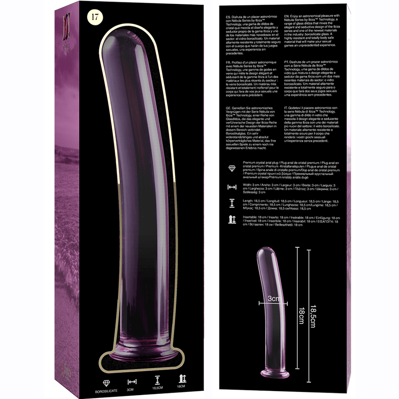 NEBULA SERIES BY IBIZA - MODELO 17 DILDO CRISTAL BOROSILICATO TRANSPARENTE 18.5 CM -O- 3 CM - Sensuana.es