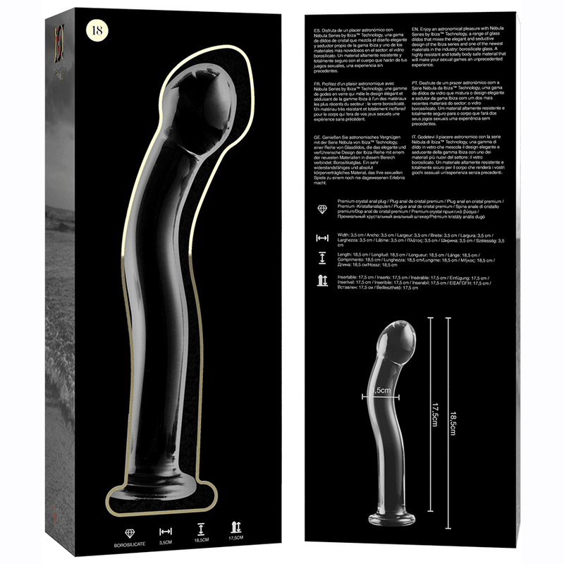 NEBULA SERIES BY IBIZA - MODELO 18 DILDO CRISTAL BOROSILICATO TRANSPARENTE 18.5 CM -O- 3.5 CM - Sensuana.es