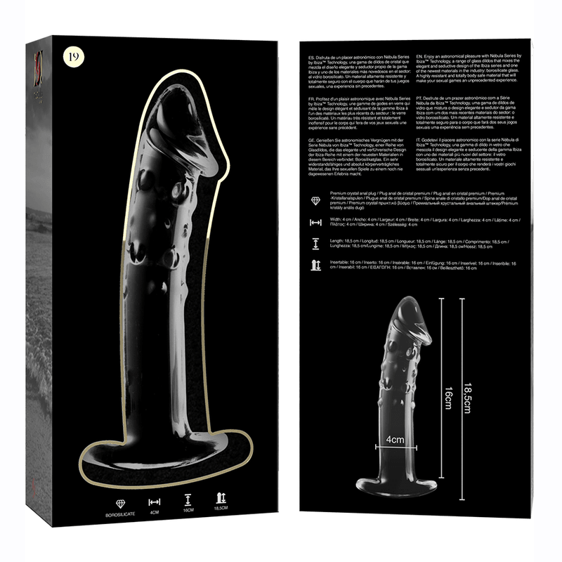 NEBULA SERIES BY IBIZA - MODELO 19 DILDO CRISTAL BOROSILICATO TRANSPARENTE 18.5 CM -O- 4 CM - Sensuana.es