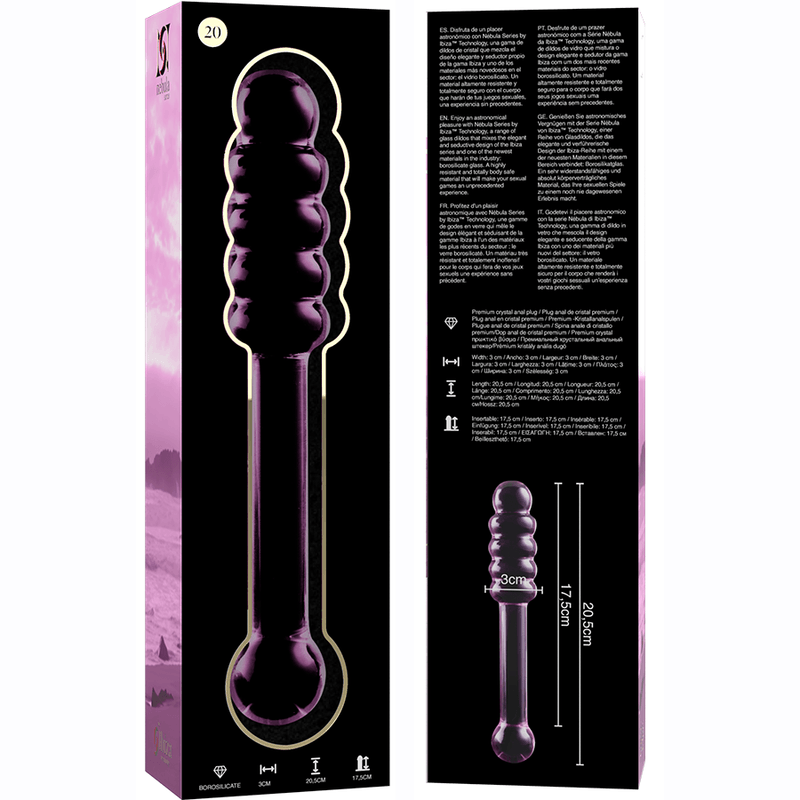 NEBULA SERIES BY IBIZA - MODELO 20 DILDO CRISTAL BOROSILICATO TRANSPARENTE 20.5 CM -O- 3 CM - Sensuana.es